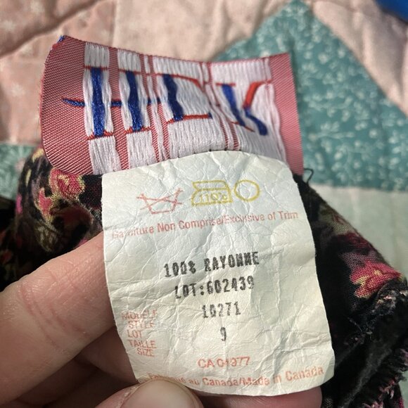 Vintage 90s Floral Jumpsuit Womens Her Rayon Black Pink Grunge Cottagecore - Picture 8 of 13